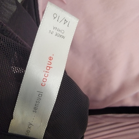 Cacique Sensual Corset Top 14/16 Pink Black Lace Up Boning Lace Overlaid - Picture 8 of 9